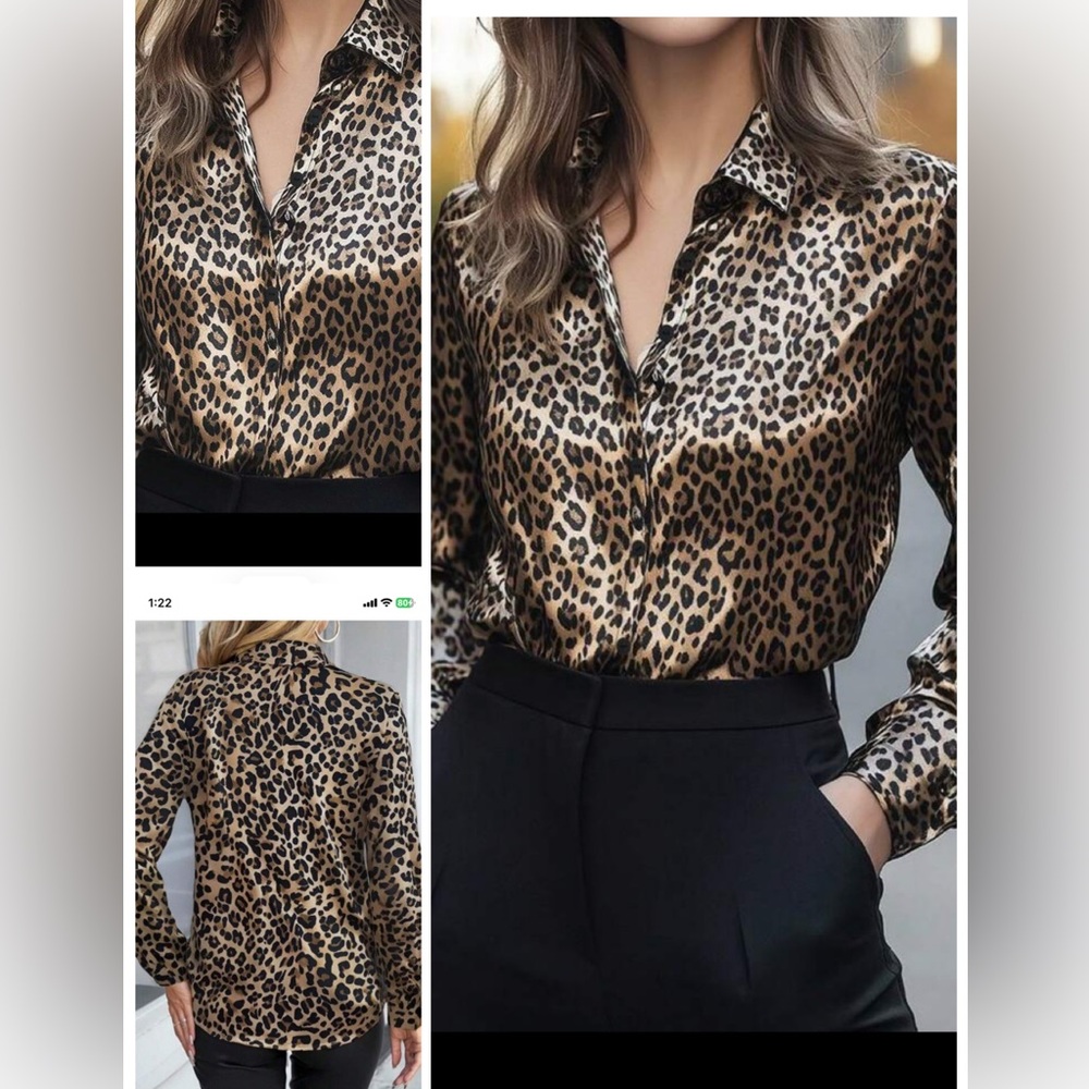 Leopard Print Satin Blouse